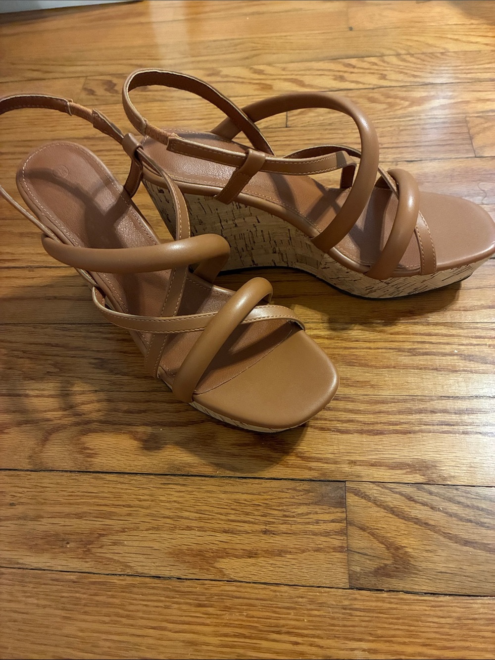 Women’s Tan Wedge Sandals - Strappy Platform Slingback
